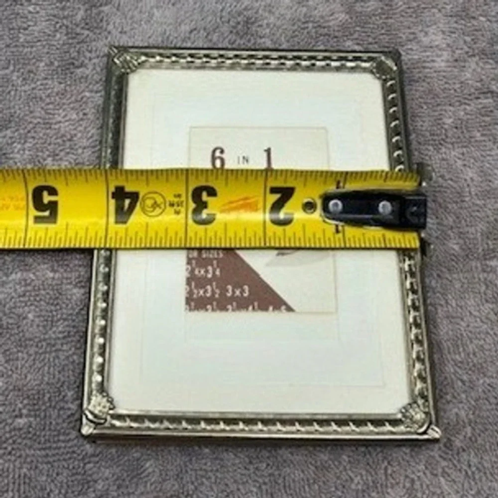Vintage Ornate Metal Picture Frame 4x5 Pewter Tone Small Tabletop Photo Frame